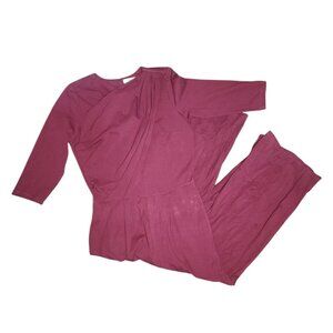 Zappelle Jumpsuit Womens Size S Small Solid All Purple Zip Back 3/4 Sleeve